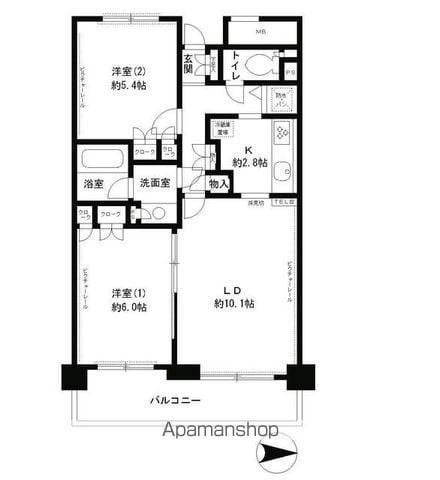 ラフィーネ阿佐谷(2LDK/2階)の間取り写真