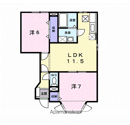 I・S浦ノ原D(2LDK/1階)の間取り写真