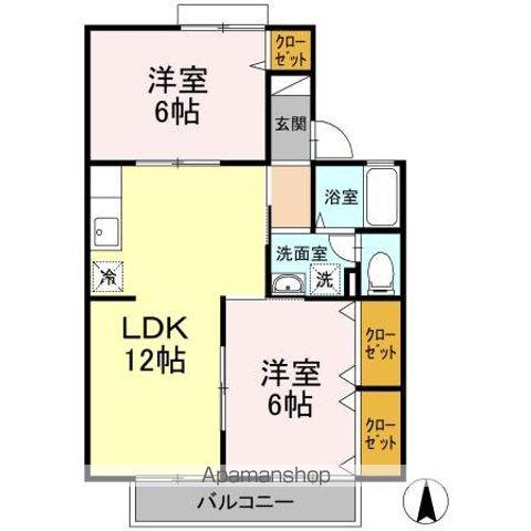 セジュール西村A棟(2LDK/1階)の間取り写真