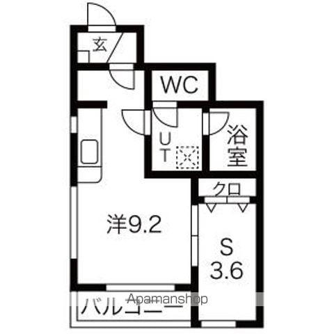 アイワテラス・アイワスクエア(1K/1階)の間取り写真