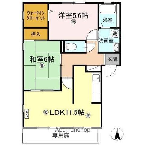 パインズコート新居C(2LDK/1階)の間取り写真