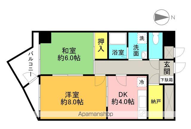 コーポリヴァーストン(2SDK/6階)の間取り写真