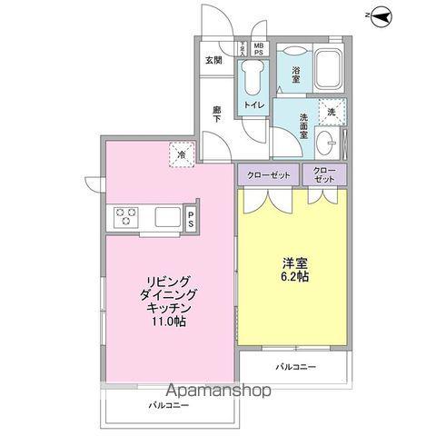 ル・プティニ弦巻(1LDK/2階)の間取り写真