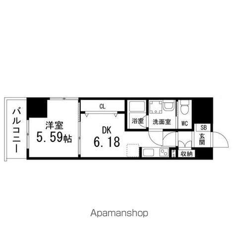 アスコット苦竹駅前(1DK/2階)の間取り写真
