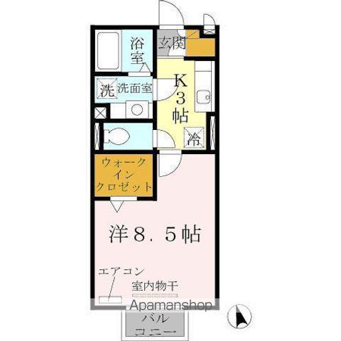 ハイツエンカウンターⅡ(1K/2階)の間取り写真