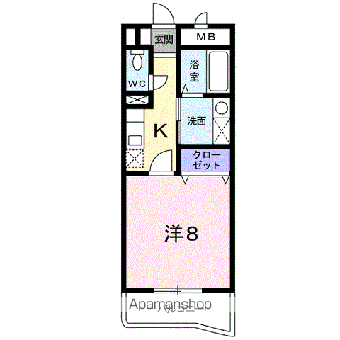 GRACIOSO高松(1K/2階)の間取り写真