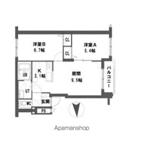 グランメール214Ⅲ(2LDK/2階)の間取り写真