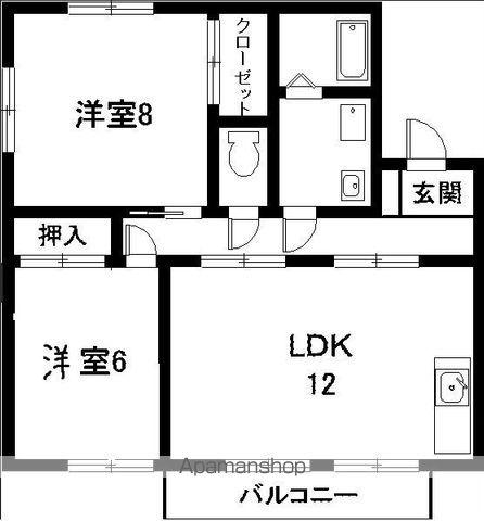 サンフラワーフジB(2LDK/1階)の間取り写真