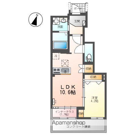 日高市四本木1丁目アパート工事(1LDK/1階)の間取り写真