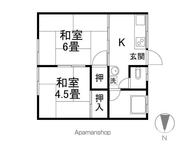 弥生ハイツ東棟(2K/2階)の間取り写真