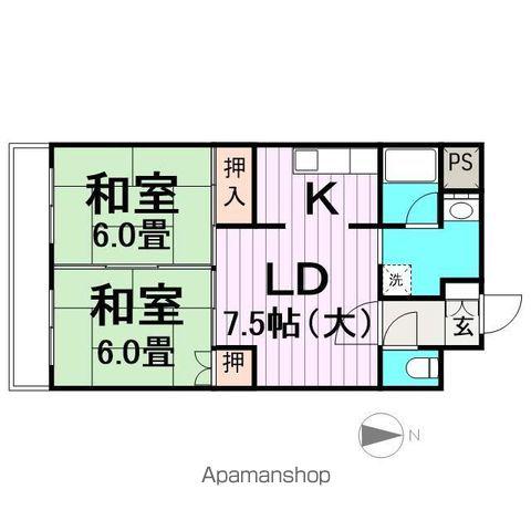 パークハイツ東口(2LDK/5階)の間取り写真
