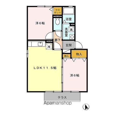 カーサノルド3(2LDK/1階)の間取り写真