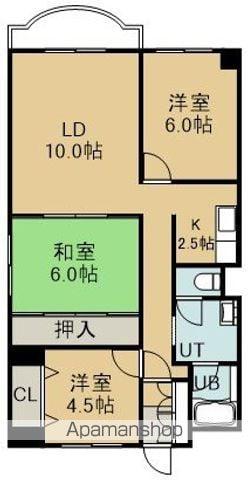 パイオニア美原(3LDK/4階)の間取り写真