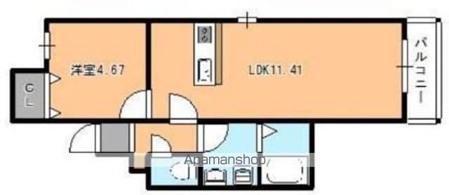 アドバンス箱崎東(1LDK/2階)の間取り写真