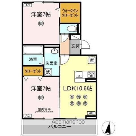 DーROOM琴平一丁目(2LDK/3階)の間取り写真