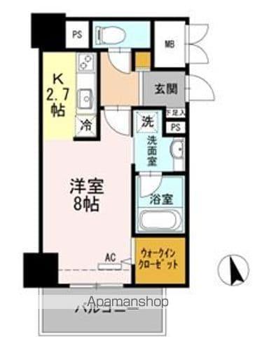 ウェルブライト博多ステーション(1K/8階)の間取り写真