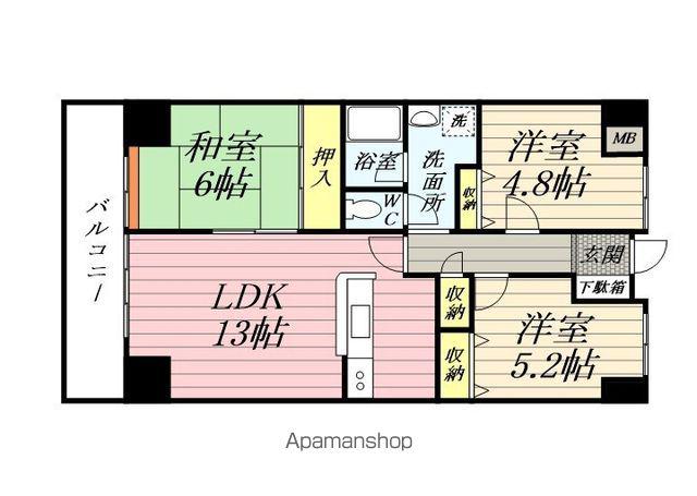 スカイコート上杉(3LDK/14階)の間取り写真