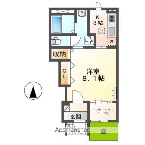 SERENOⅢ(1K/1階)の間取り写真