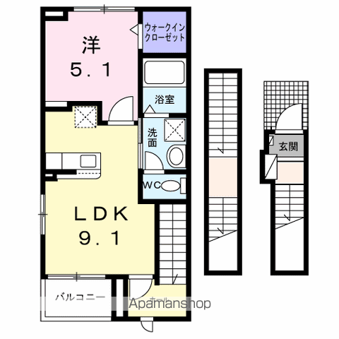ソラーレ(1LDK/3階)の間取り写真