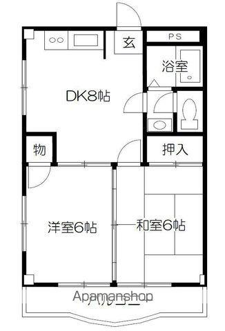 コーポ平山(2DK/2階)の間取り写真