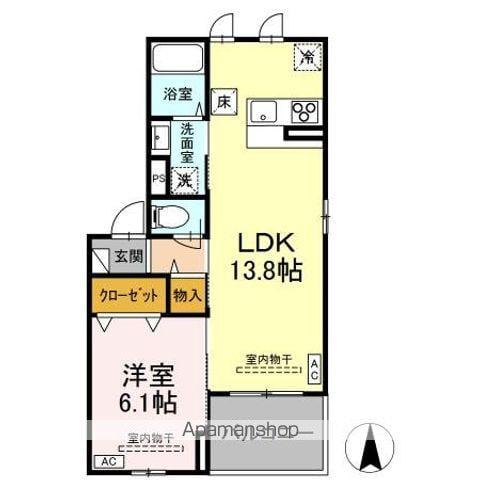 リヴェール長町(1LDK/1階)の間取り写真