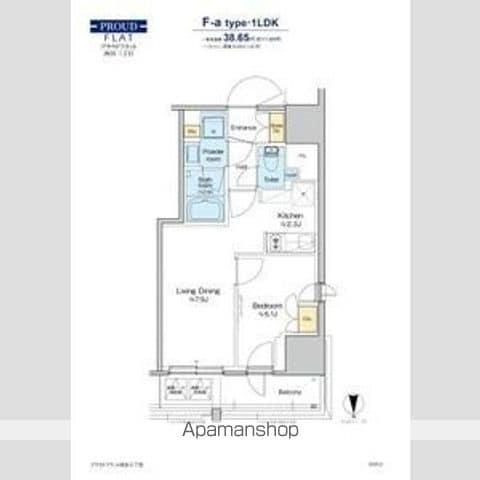 プラウドフラット四谷三丁目(1LDK/7階)の間取り写真