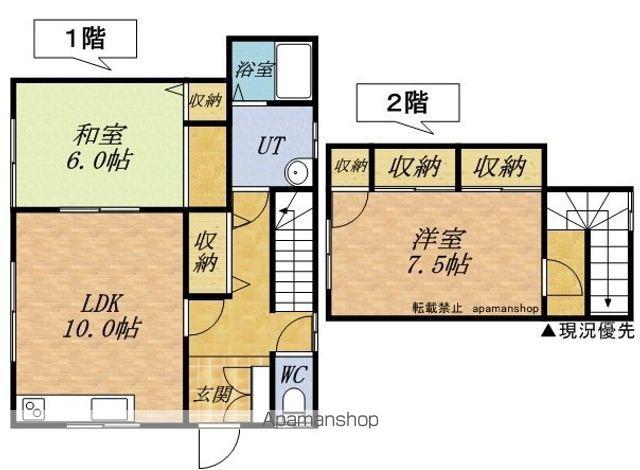 函館本線 小樽築港駅 バス乗車時間:6分 龍徳寺前バス停で下車 徒歩5分 2階建 築61年(2LDK)の間取り写真
