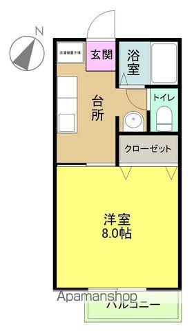 ヒル・フィールズ光(1K/1階)の間取り写真