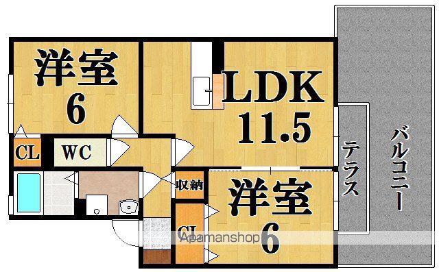 パルコートサンA棟(2LDK/1階)の間取り写真
