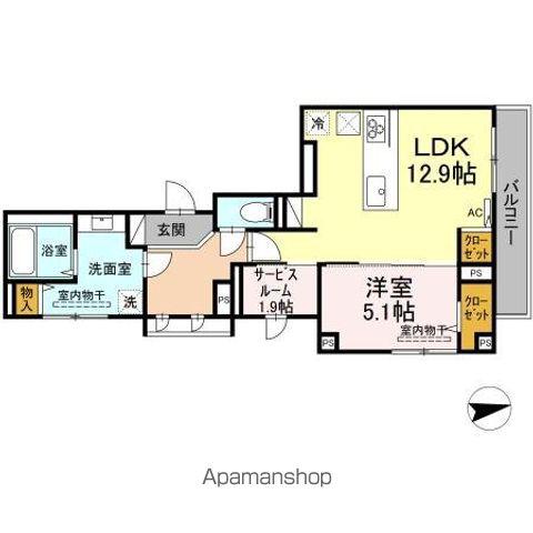 ガーデンコート武町(1LDK/2階)の間取り写真