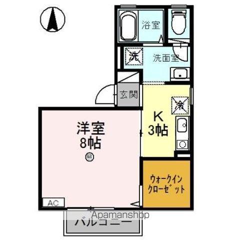 ロイヤルファミールⅡA(1K/2階)の間取り写真