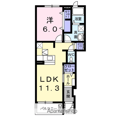 モカロールC(1LDK/1階)の間取り写真