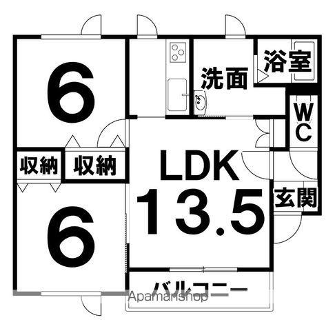 コーポハッピーリバー2(2LDK/1階)の間取り写真