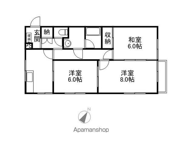 イーストタウンB(3DK/1階)の間取り写真