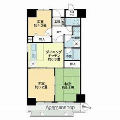 ライオンズマンション和泉上町(3DK/3階)の間取り写真