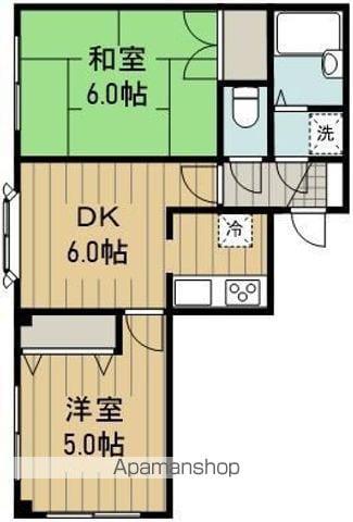 ハイツハン(2DK/3階)の間取り写真
