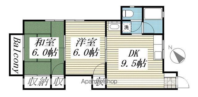 新葉ラピス南柏(2DK/2階)の間取り写真