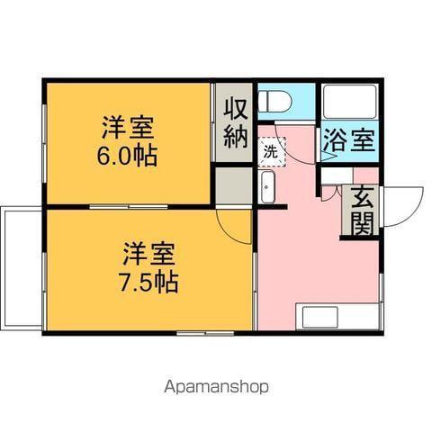 シルキーハウス(2K/2階)の間取り写真
