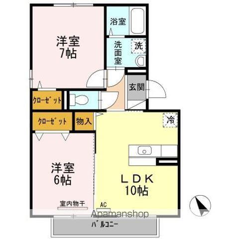メゾン・ドゥ・プラージュ(2LDK/2階)の間取り写真