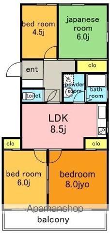 コーポラス牧野(4LDK/3階)の間取り写真