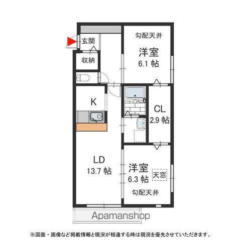 スリーディーガーデン本山(2LDK/5階)の間取り写真