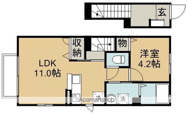 エスポワール(1LDK/2階)の間取り写真