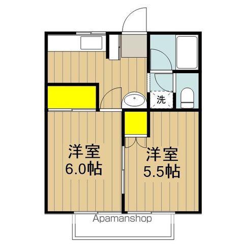 コーポネモト(2K/2階)の間取り写真