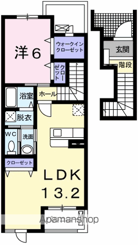 ピーチテラス(1LDK/2階)の間取り写真