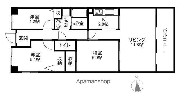 シティオ大津石山(3LDK/6階)の間取り写真