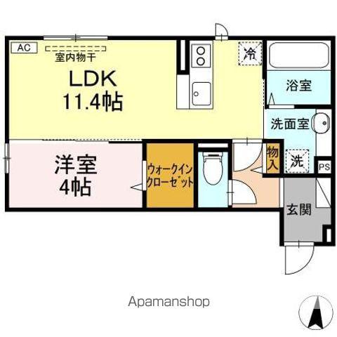 RESUA篠田(1LDK/2階)の間取り写真