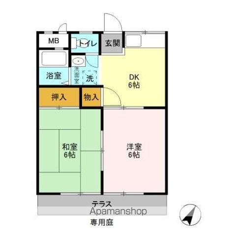 シティウィングAB A(2DK/1階)の間取り写真