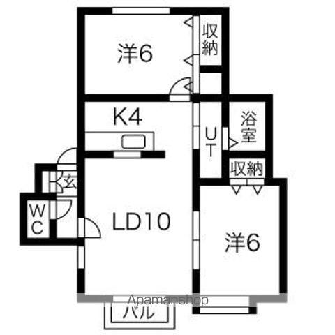 アペルト・ドゥエ(2LDK/1階)の間取り写真