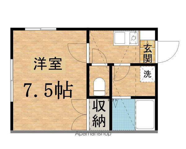 シャトル(1K/1階)の間取り写真