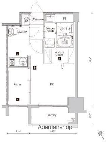 エンクレスト博多 THE TIME(1DK/3階)の間取り写真